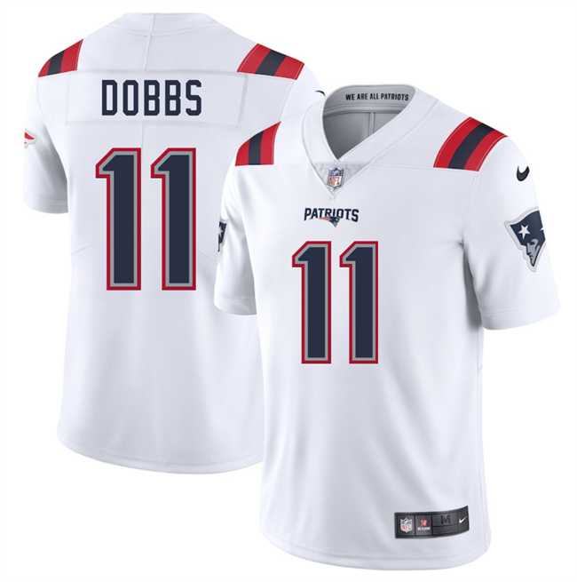 Men & Women & Youth New England Patriots #11 Joshua Dobbs White 2025 Vapor Limited Stitched Jersey